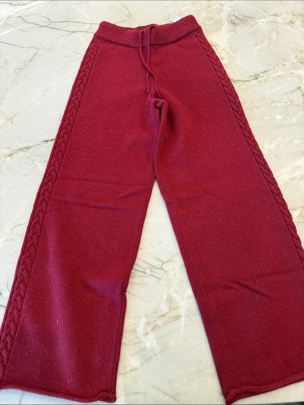 Kids Knit Wide-Leg Pants - Burgundy